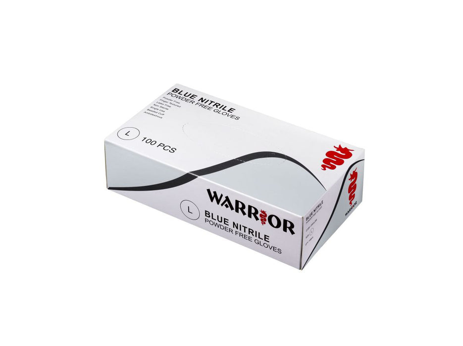 Warrior Blue Nitrile Powder Free Gloves - 100 per Box