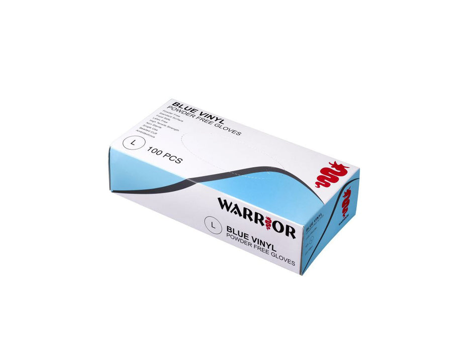 Warrior Blue Vinyl Powder Free Gloves - 100 per Box